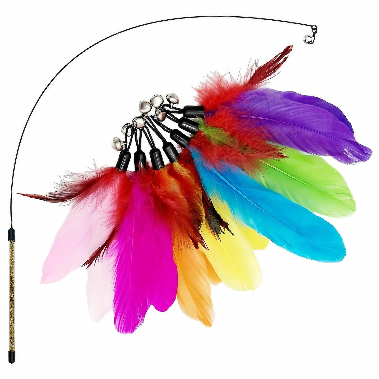 8pcs/set Ultimate Cat Entertainment - Interactive Feather Toy Set with Teaser Wand, Durable PVC Stick for Indoor Cats - Stimulating Playtime & Exercis