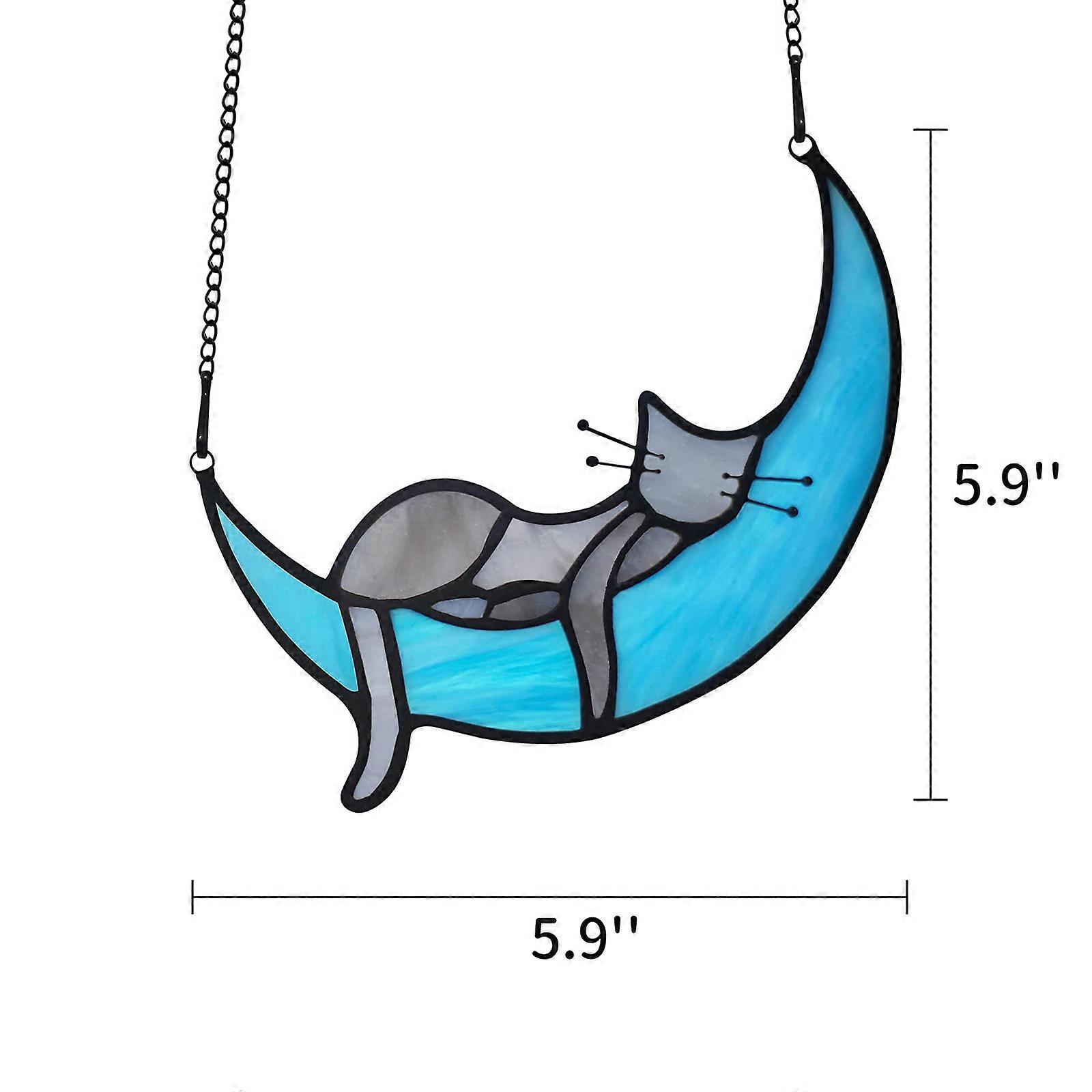 Acrylic Multicolor Cat Window Suncatcher Decor with Suction Base Chain