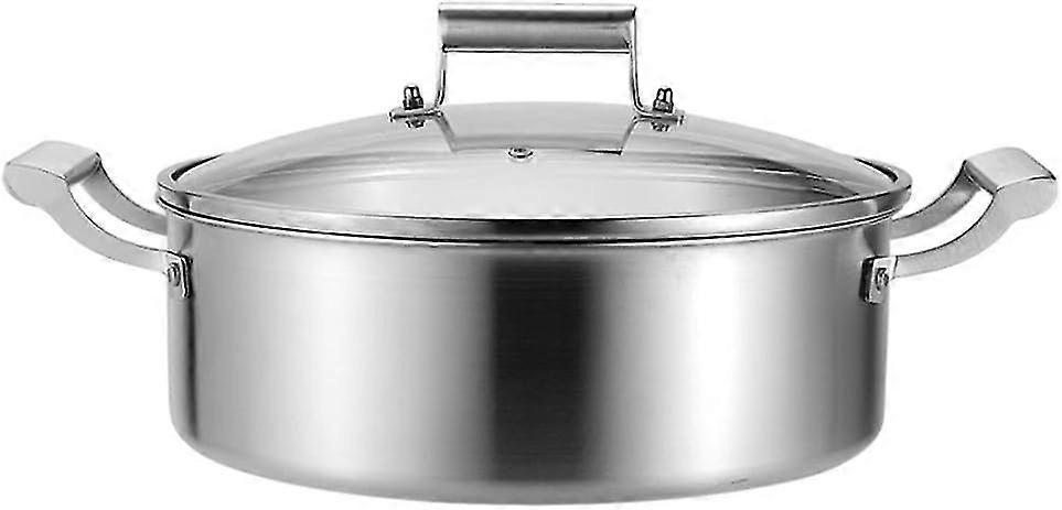 Stainless Steel Shallow Casserole Pan with Lid - Induction Compatible, 34cm, Composite Bottom