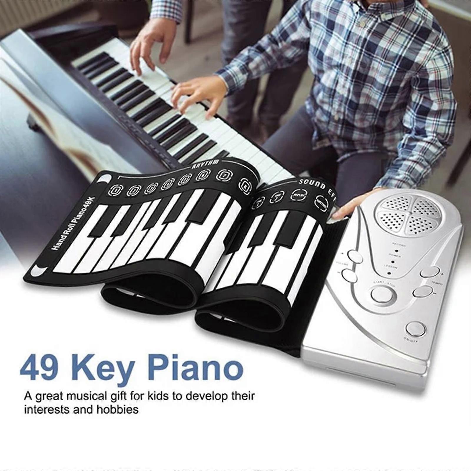 Roll Up Piano 49 Teclas Flexible Silicone Hand Roll Keyboard Portable