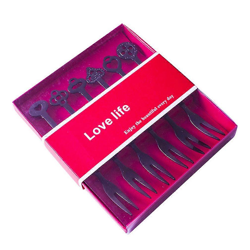 6pcs Cutlery Set Tableware Crown Forks Black Stainless Steel