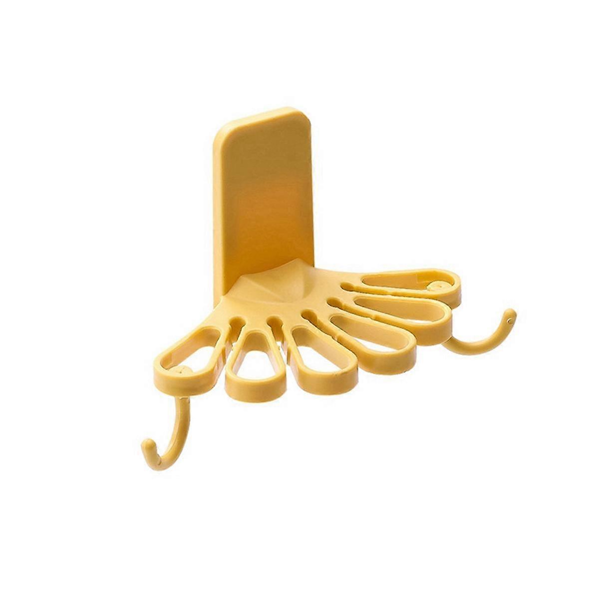 Kitchen Flower-Shaped Rag Rack with Hook Storage Organizer Wall-Mounted No Drilling Spatula Spoon Rack Towel Shelf C