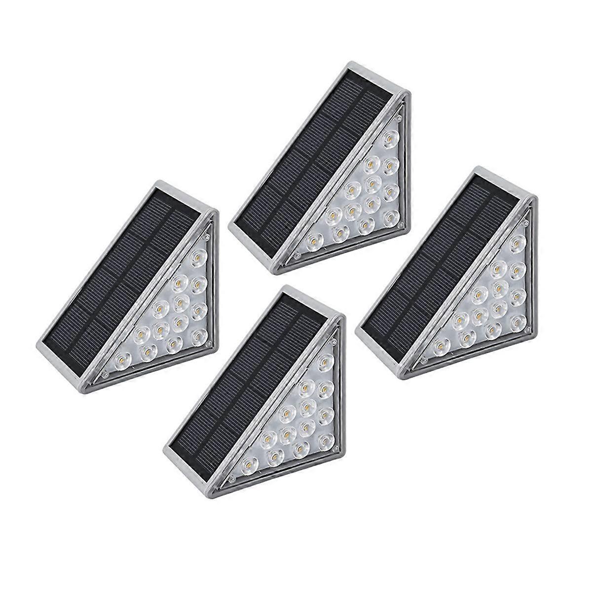 4 قطع الشمسية درج ضوء في الهواء الطلق المنزل لا الأسلاك المطر الرمادي الشمسية خطوة ضوء الأجواء الخفيفة ، الضوء الأبيض