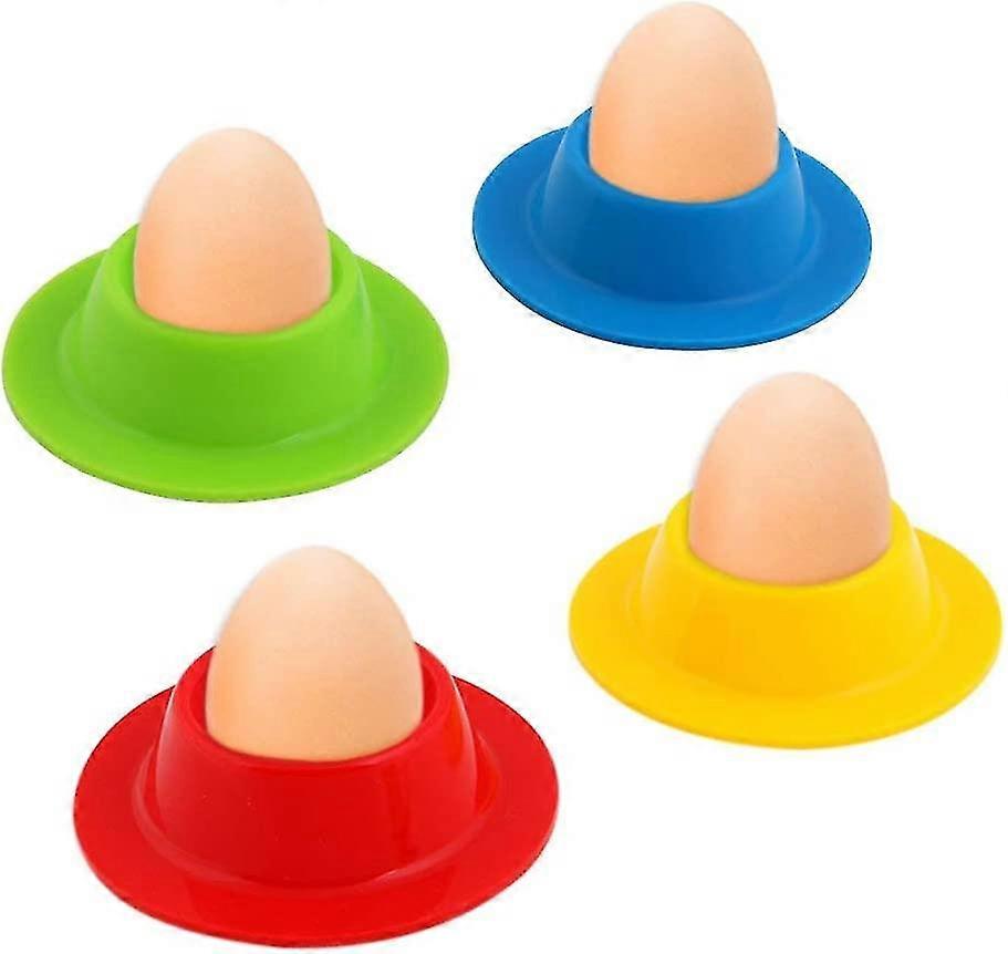 Egg Holder Set, 4pcs Silicone Egg Cups Set Egg Cups Stand For Kitchen Boiled Eggs Breakfast