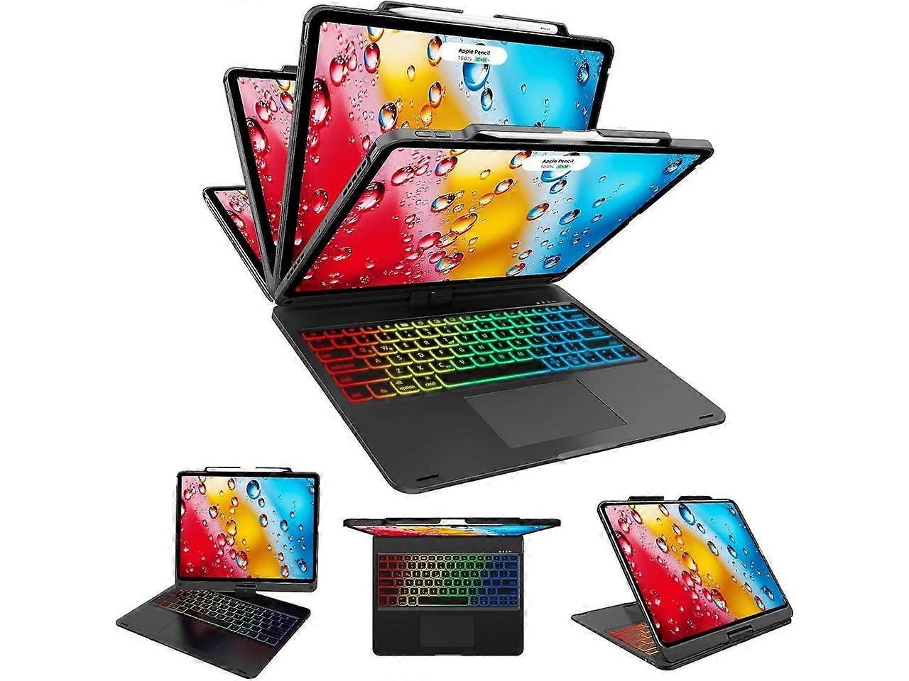Wireless Keyboard Case for iPad Air 13 inch M2 2024, iPad Pro 12.9 6th 5th 4th 3rd Gen 2022 - 2018, Trackpad, 360 Rotatable, Wireless Keyboard Cover,
