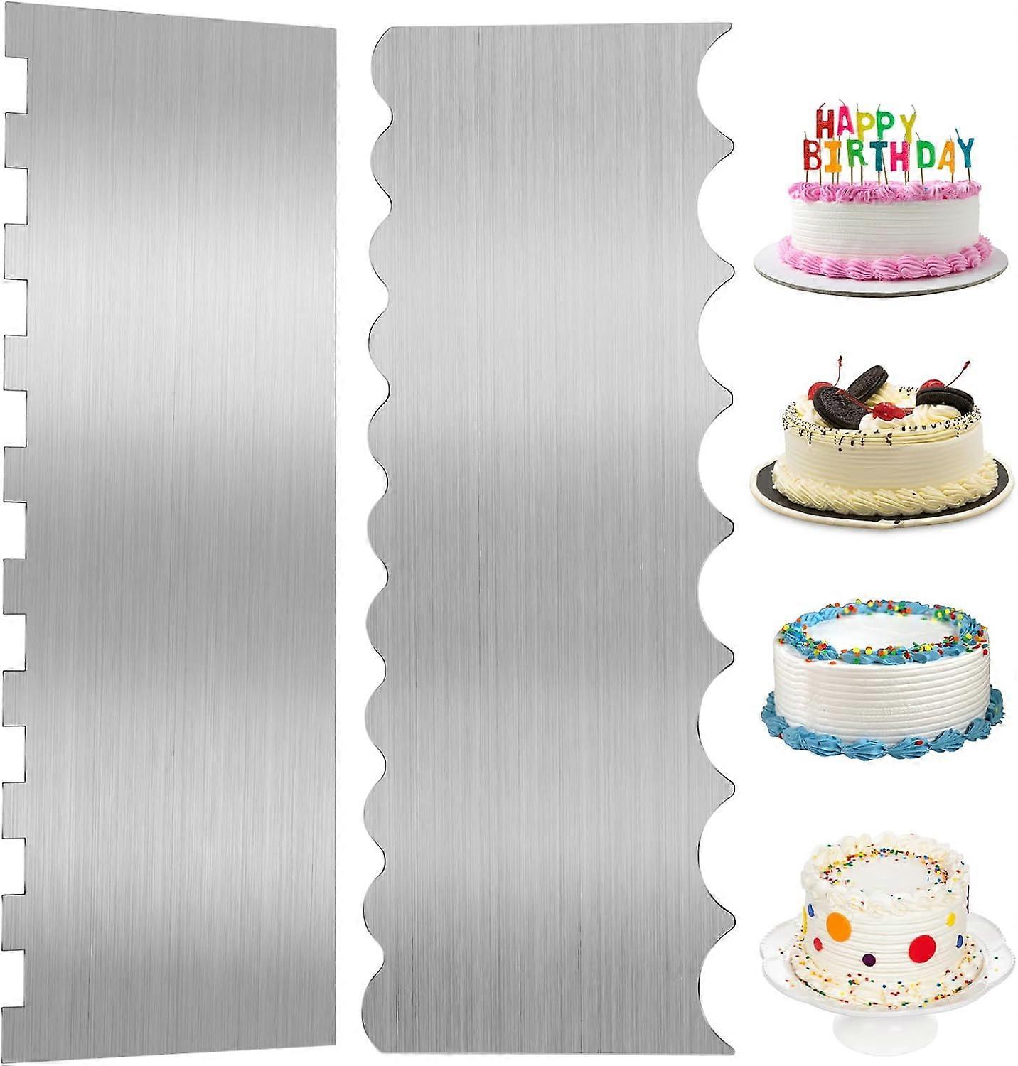 Pieces Stainless Steel Cake Scraper, Smoother Scraper with Double-Sided Patterned Edges and Smoother Edge Scraper, Cake Decorating Comb, Pastry Cutter