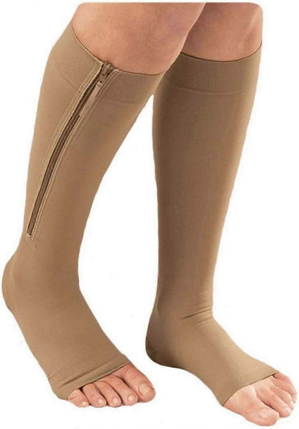 1 P Of Zipper Leg Calf Open Toe Socks Sculpting Tube With Zipper Socks Calf Socks
