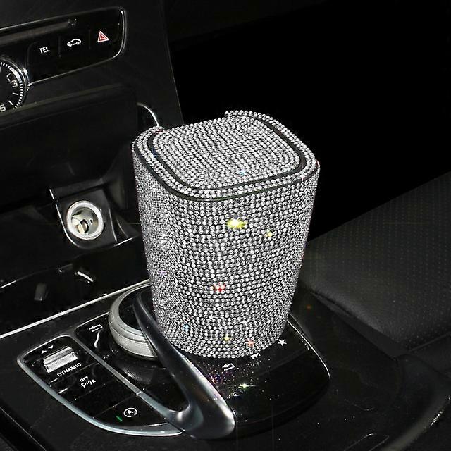 Tuhkakupit auton timantti tuhkakuppi LED-valot kannella tuulenpitävä ja hajunkestävä Bling Bling Mini auto roskakori auton tarvikkeet naisille