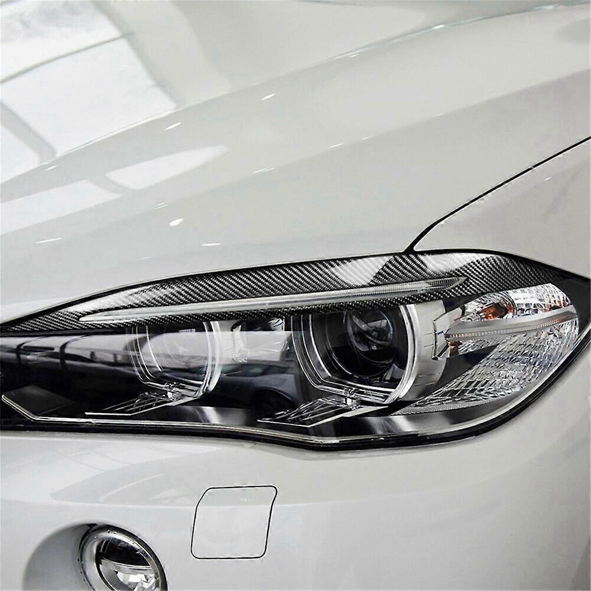 Real Carbon Fiber Car Headlight Eyelids Eyebrow Cover for F15 X5 F85 X5M X6 2014-2018