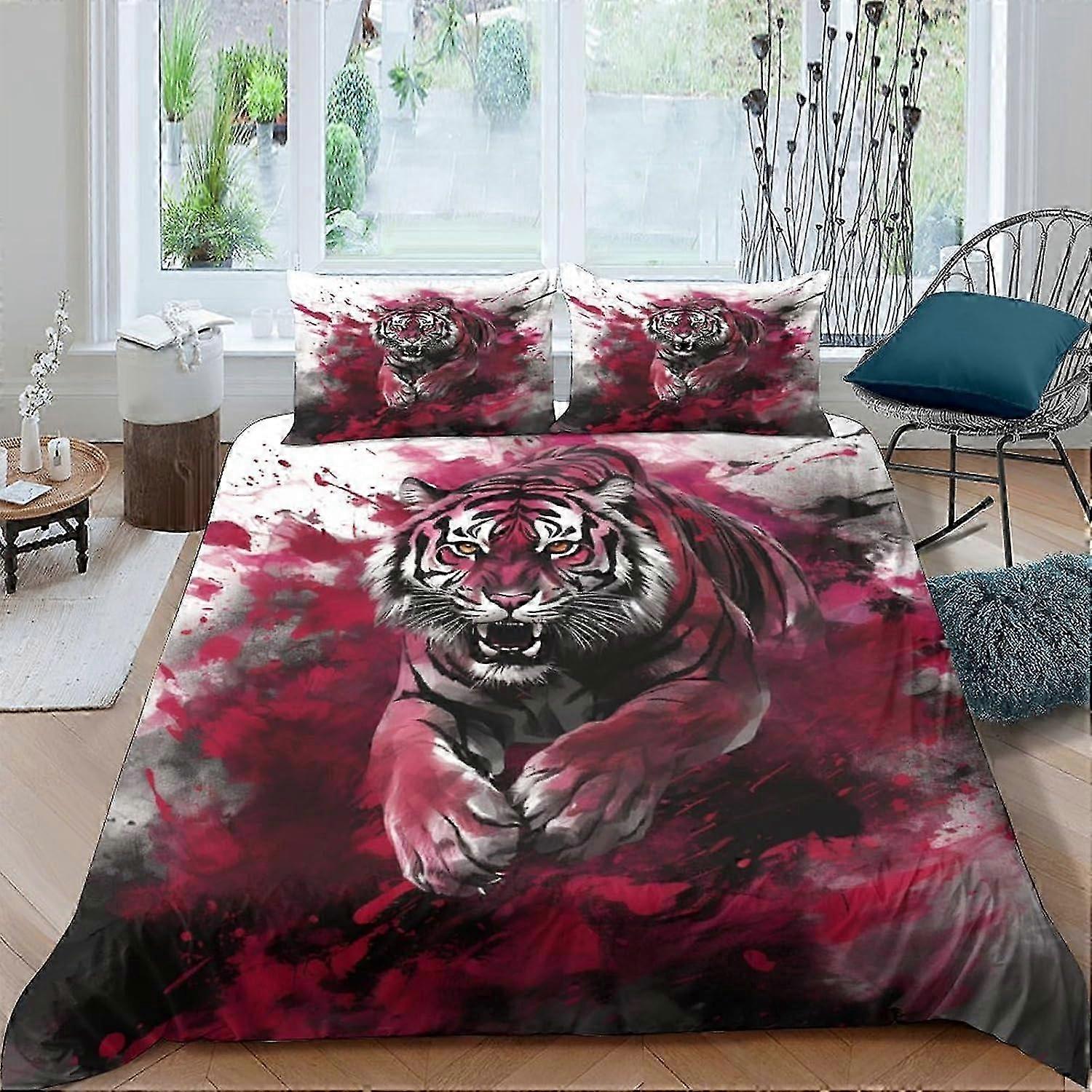 Conjunto de capa de edredão J75 Tiger 3 PCS Capas de edredão de qualidade de hotel Colchas de cama com fronhas com fecho de zíper respirável elegante Comfor