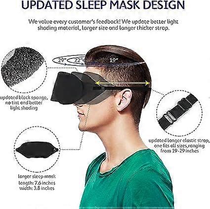 black Sleep Mask - Sleep Mask for Men and Women, Anti-Light Sleep Mask with Modern Design, Soft and Comfortable Eye Mask for Sleeping, with Travel Pou