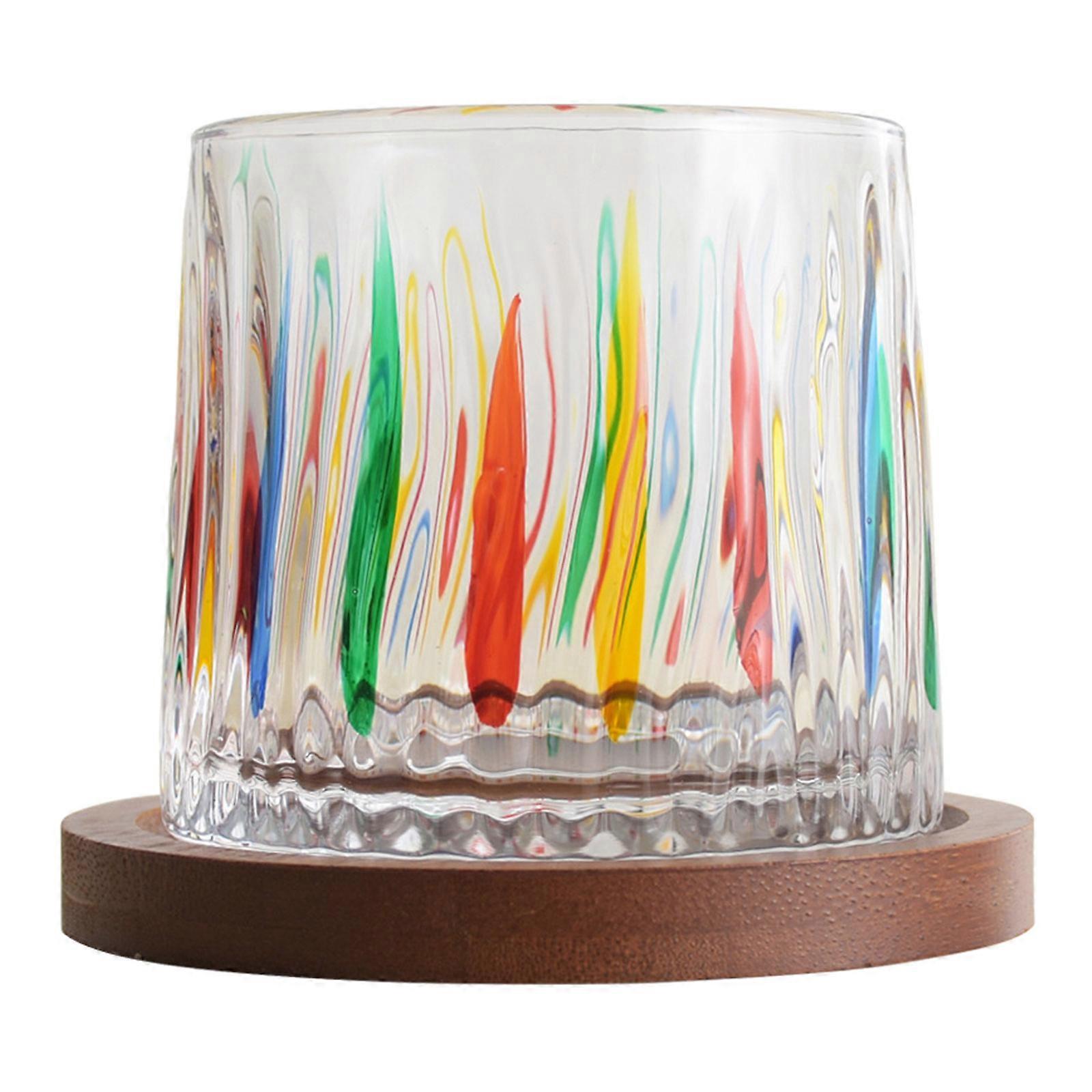 Gobelet rotatif tasse en verre à whisky avec récipient en bambou