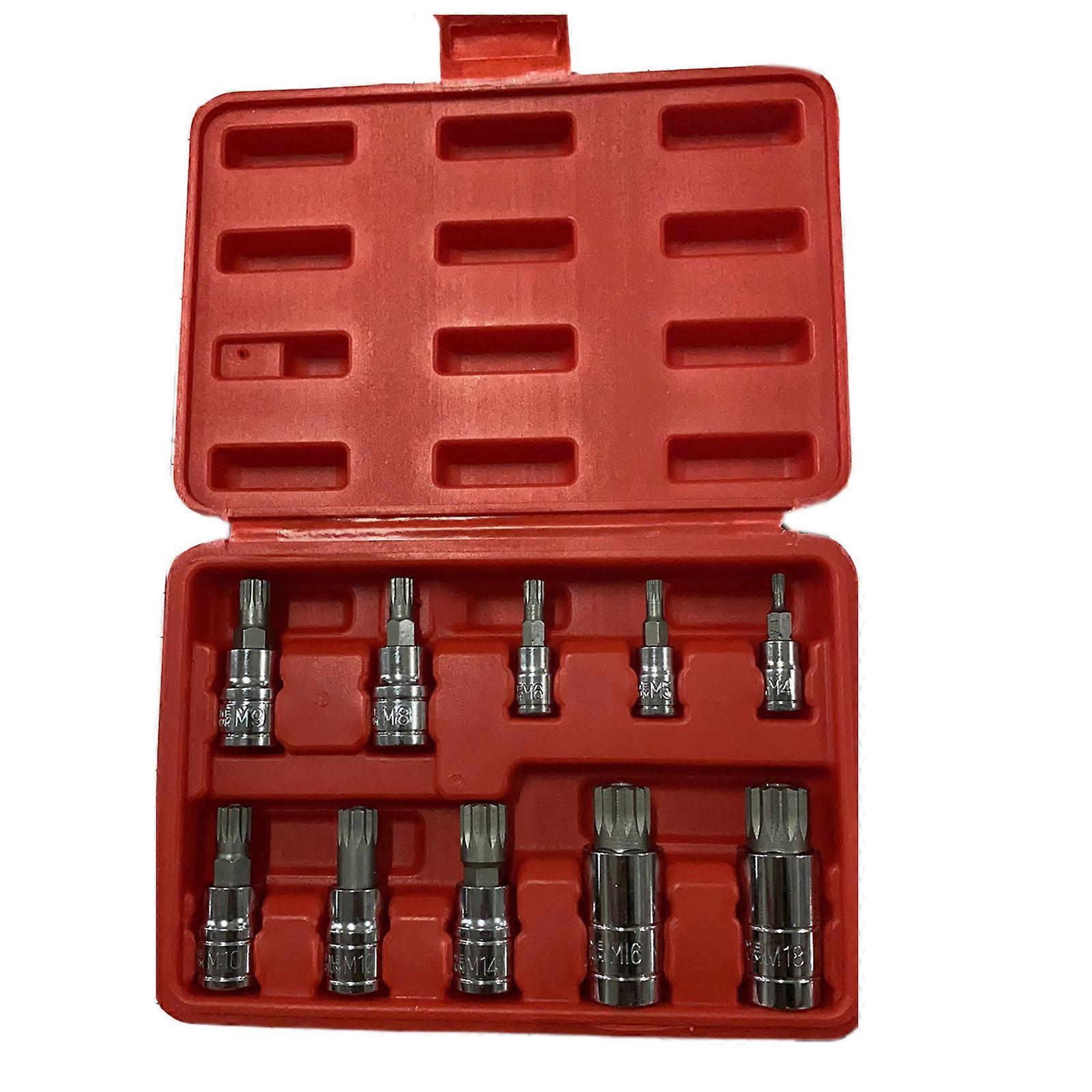10 Pcs XZN 12 Point MM Triple Square Spline Bit Socket Set Tamper Proof Set