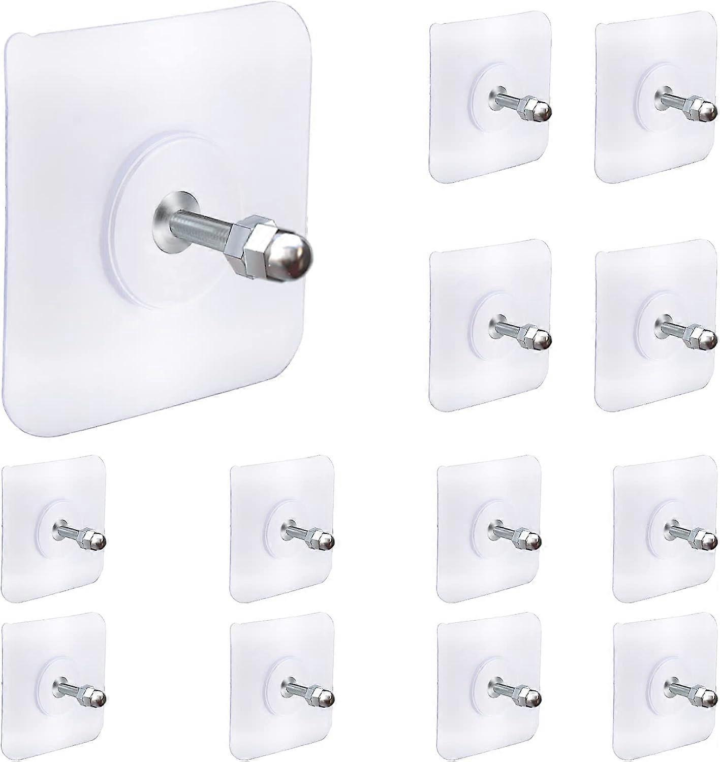 13 Pack Wall Hooks for Hanging,Screw Free Sticker for Mount Wall Shelf, 2 in 1 Reusable Adhesive Hooks Heavy Duty, Waterproof Rustproof and Oilproof f