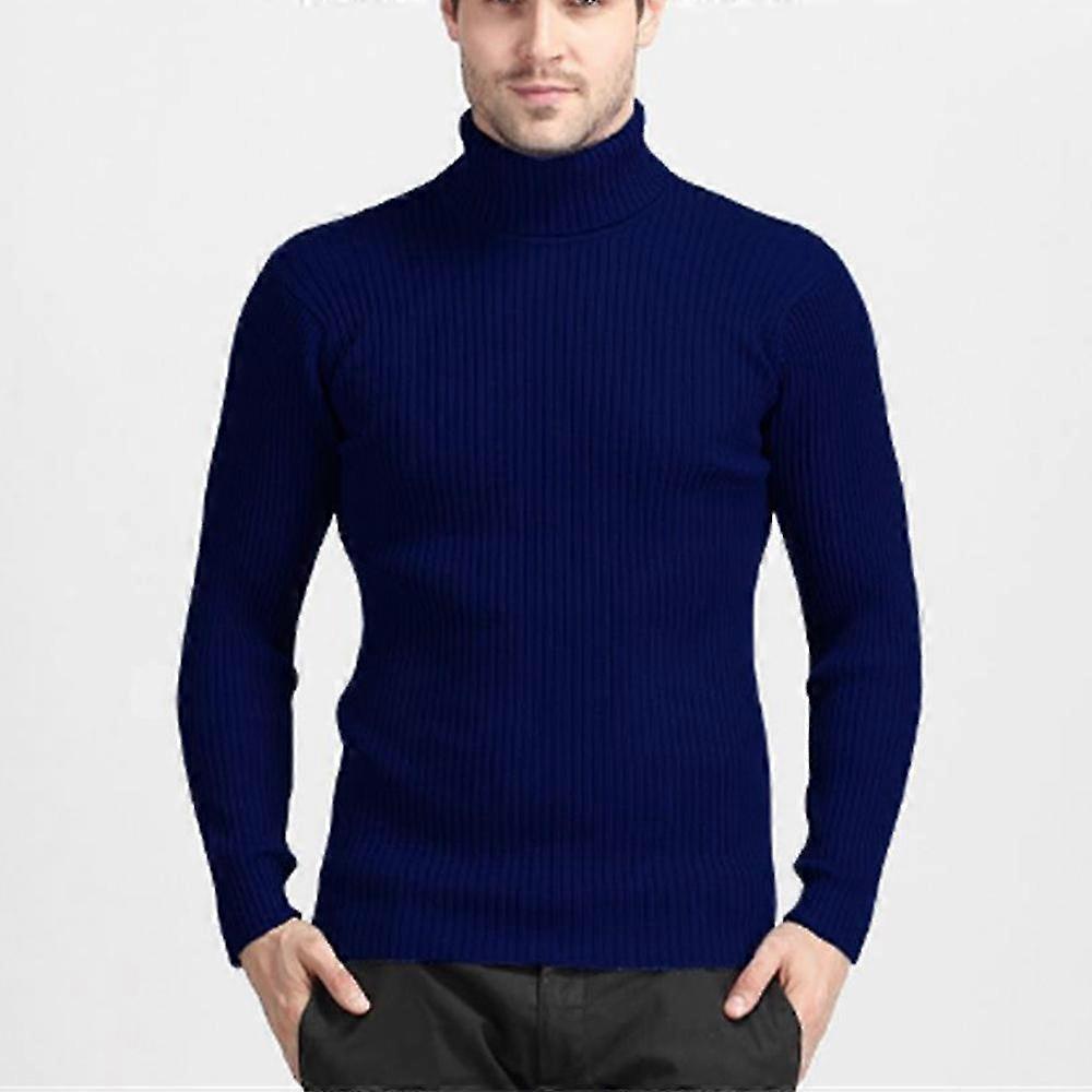 Herren Schlichter Strickpullover mit hohem Ausschnitt Winter warmer Pullover