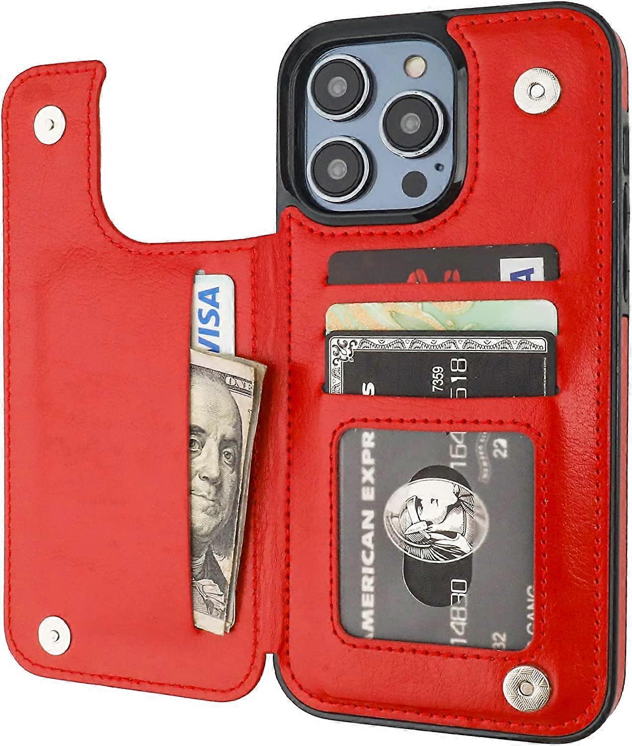 Compatible with iPhone 14 Pro Max Wallet Case with Card Holder, PU Leather Kickstand Card Slots Case, Double Magnetic Clasp and Durable Shockproof Cov