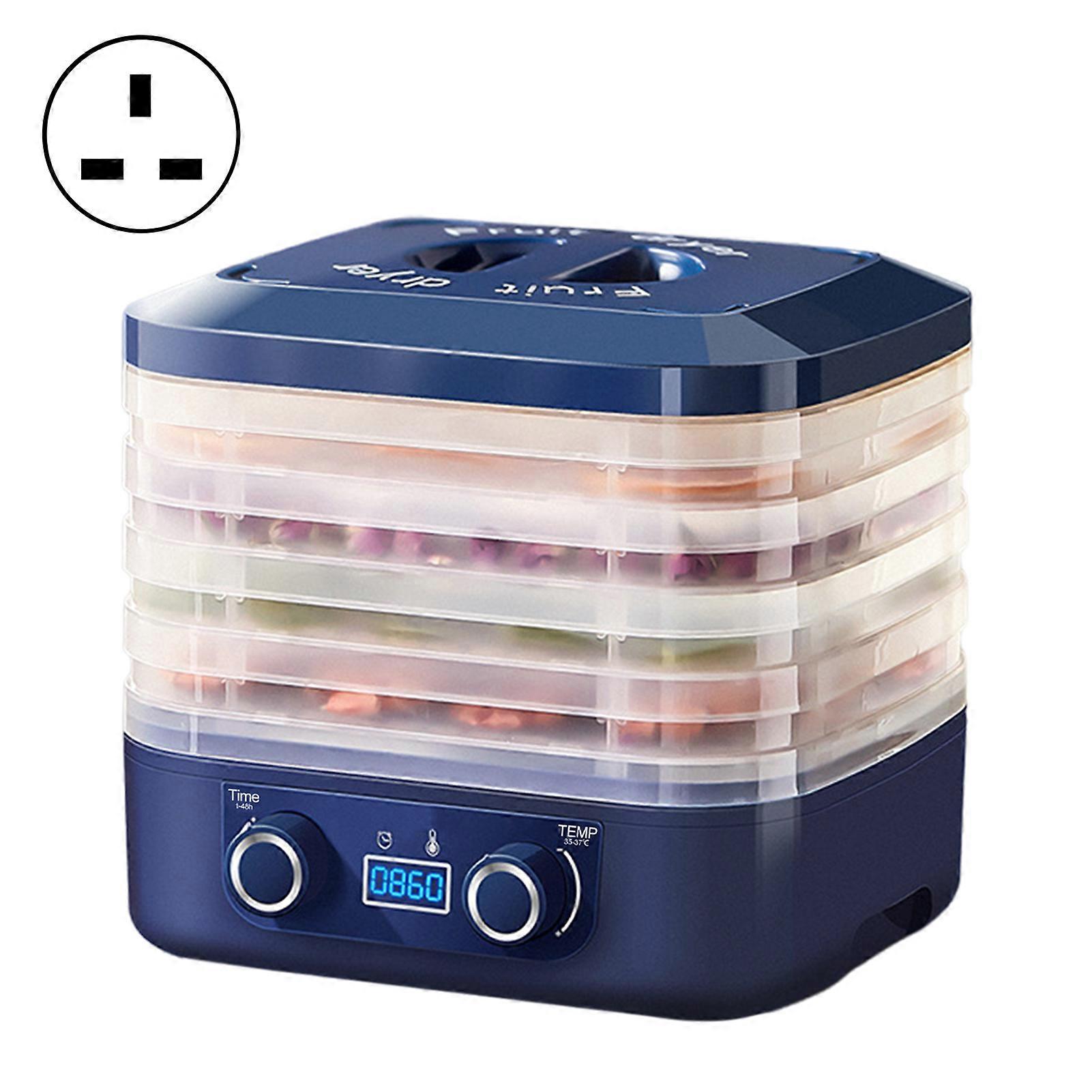 Food Dehydrator with Timer BPA-Free Large Capacity 5 Layers Temperature Adjustable Stackable Tray UK Plug Electric Food Preserver Machine QingHai
