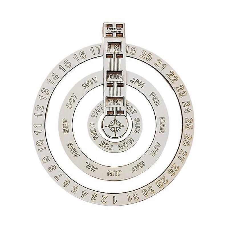 Rotatable Disks Perpetual Calendar Easily Adjustable Wood Smooth to Spin Hanging Calendar Home Decoration JIKAIX