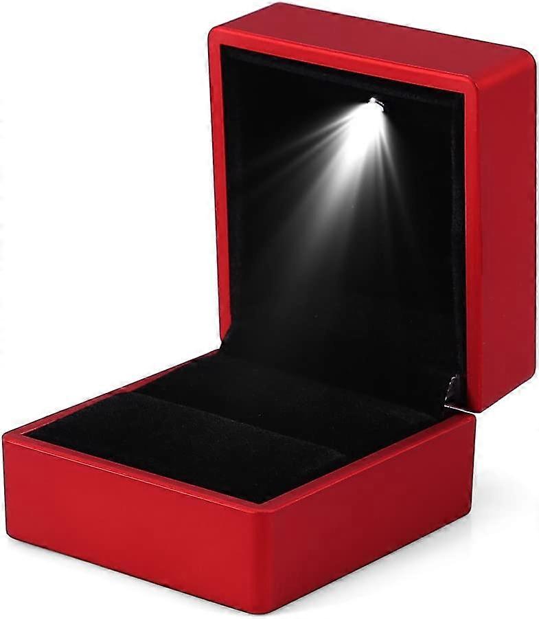 Mode Ring Box LED Light Up Ring Storage Box Smyckeshållare (röd)