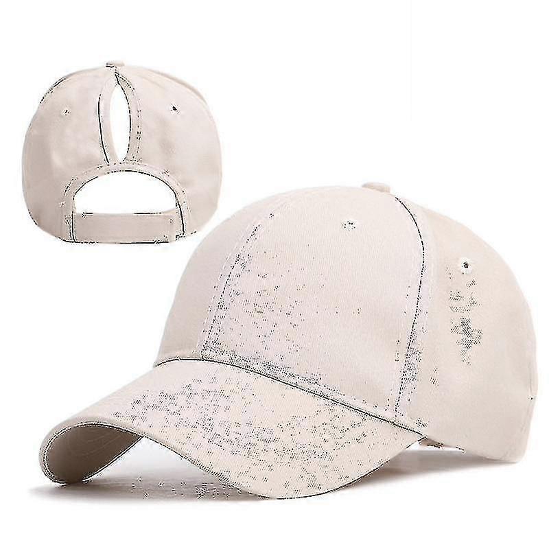 Summer- Ponytail Snapback, Sequins Cotton, Sport-capskhaki