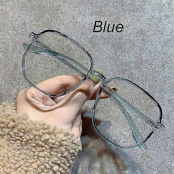 Retro Polygonal Transparent Glasses [blue]