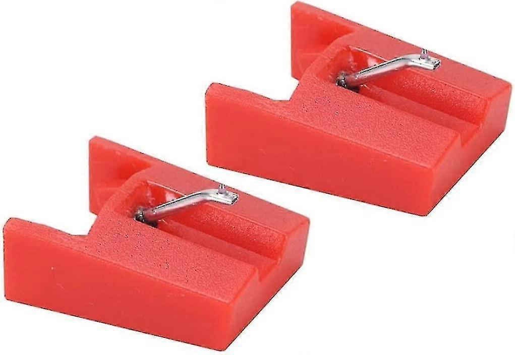 Phonograph Record Player Turntable Electric Diamond Stylus Needle Replacement (red)(2pcs)