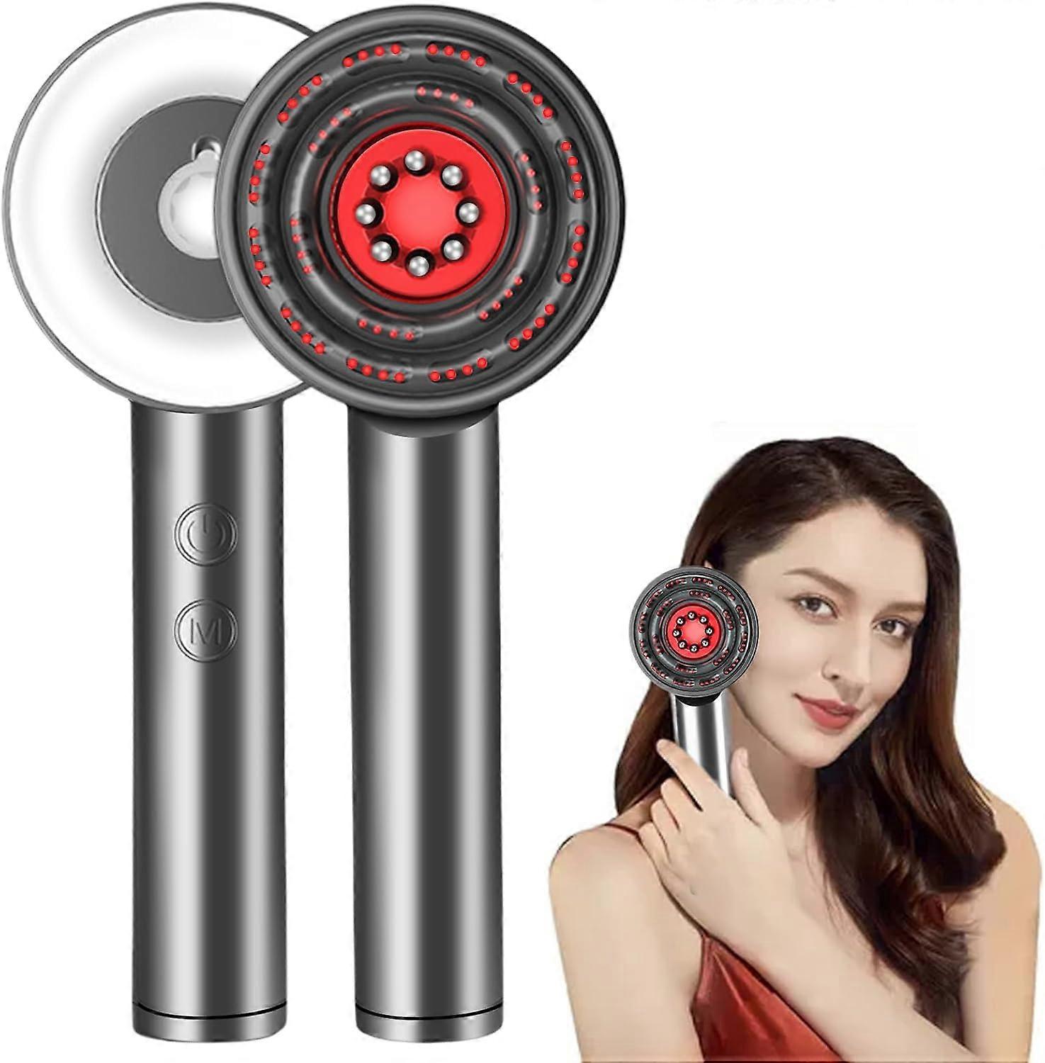 2-in-1 Electric Scalp Massage Brush, Hair Oil Applicator, Portable Scalp Massager with Red Light and Kneading Massage, Red Light Therapy, Head Massage