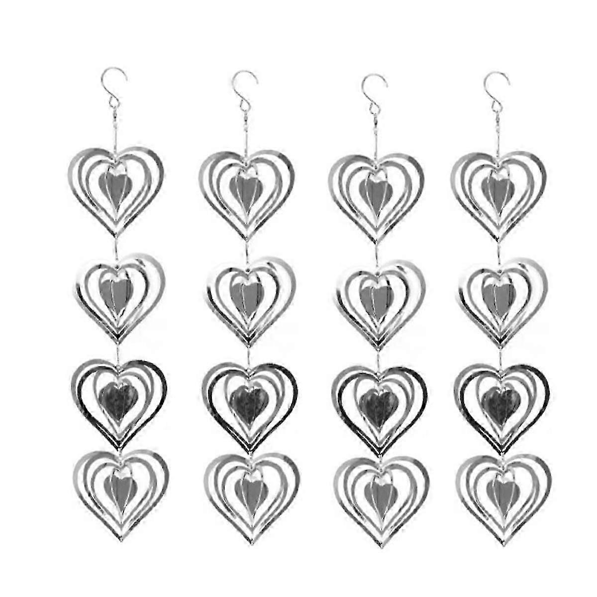 4PCS Heart Bird Scare Reflective Double-Sided Bird Reflectors, Sparkly Metal Wind Spinner Indoor Out