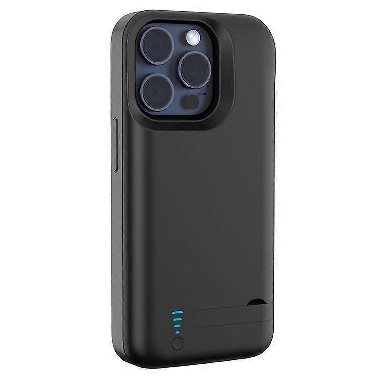 T44 Compatible For iPhone 15 Pro Additional Battery Case Kickstand 5000mAh Backup Battery Power Phone Case
