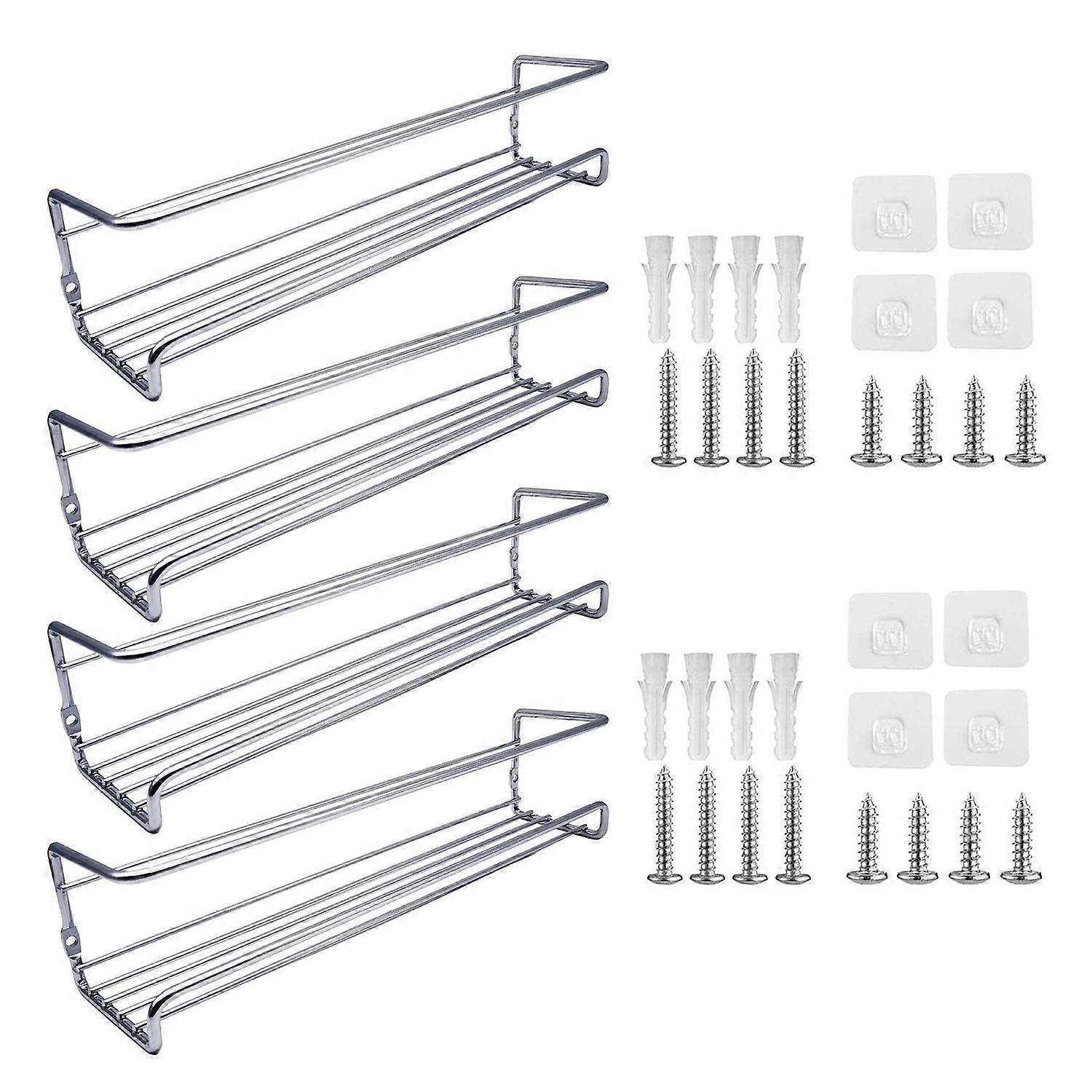 1/4Pcs Wall Mounted Spice Rack Organizer Rust-Proof Corrosion Resistant Strong Load*bearing