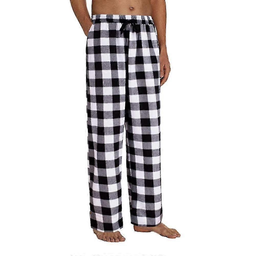 Mens Pajama Pants Christmas Plaid Pj Pants With Pockets Wide Leg Sleep Pants