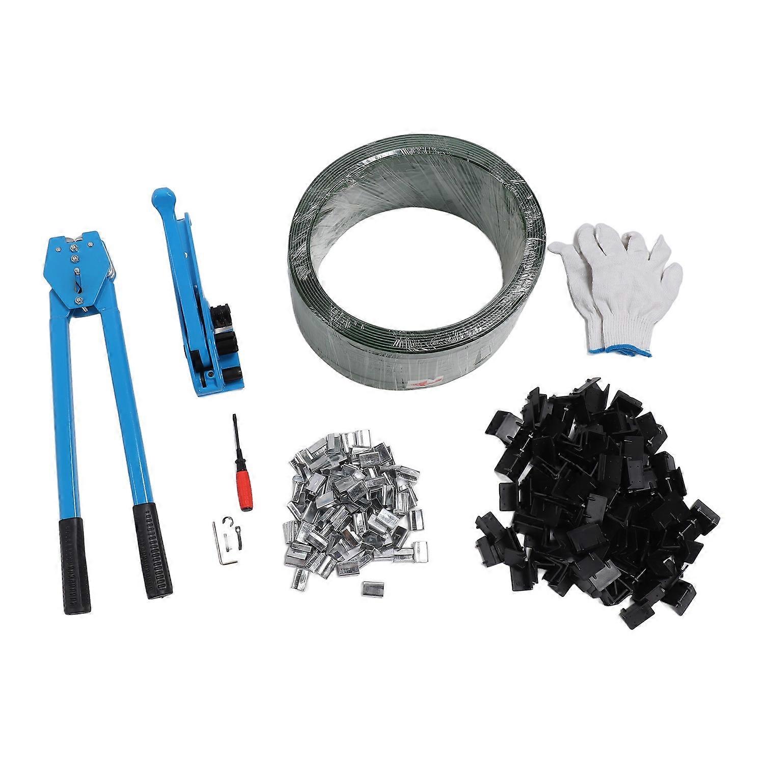 Banding Strapping Kit Tensioner Sealing Tool with 200 Packaging Corner 200 Metal Seals and 270mx1.6c
