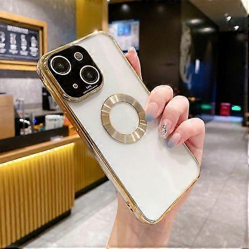 For iPhone 15 CD Texture MagSafe Electroplated TPU Phone Case