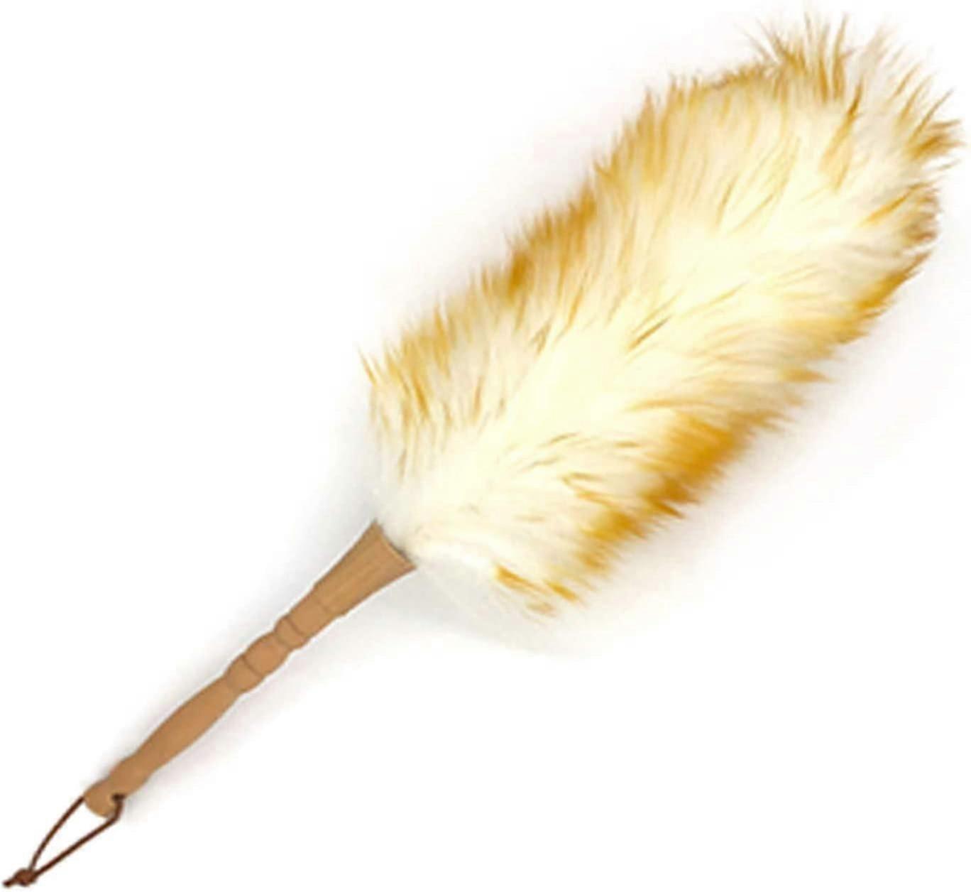 Feather Duster With Wood Handle, Blinds Cleaner Purifier, Brush Cleaning Tool, Lambswool Dusters For Cleaning Vehicles, Office And Housework Dusting