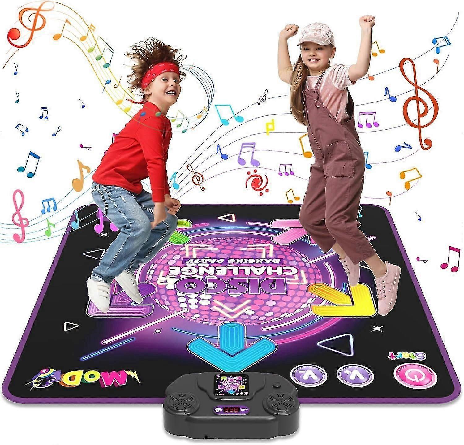 子供のためのダンスマット、3-10歳のための男の子の女の子のおもちゃ、LEDライト付き電子ダンスパッド、調整可能な音量、内蔵音楽、4ゲームモード、子供の誕生日クリスマスGIF