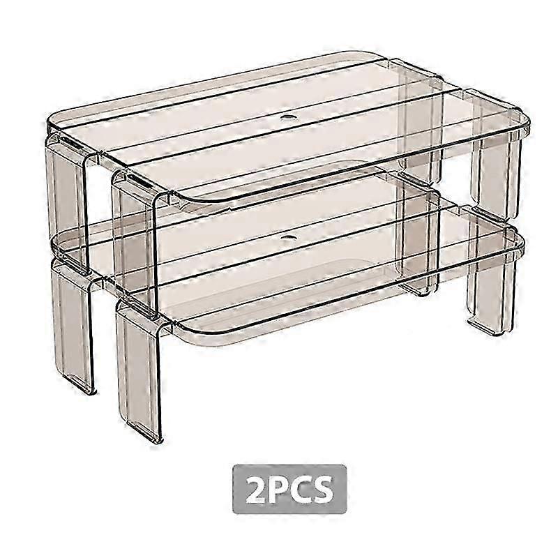 2pcs Fridge Organizer Rack Kitchen Items Stackable Shelf Layered Shelf Tray Storage Rack For Kitchen Storage Organizers