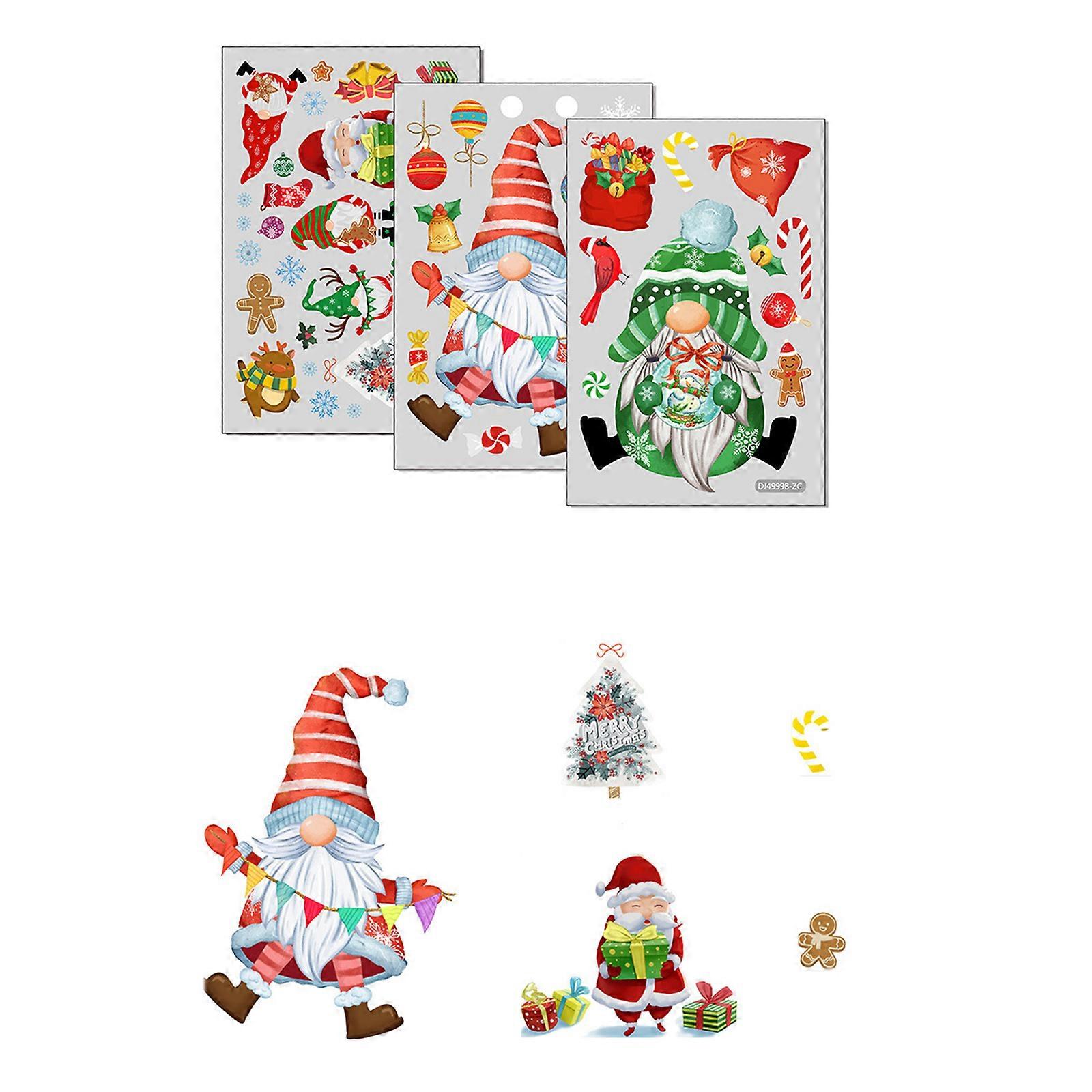 Christmas Window Clings Stickers Set Double Sided Visible Dwarf Sticker for Holiday Decoation