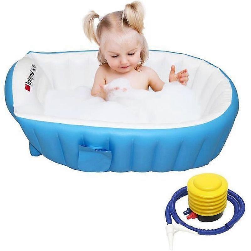 FOLAYA Inflatable Baby Bathtub - Anti-Slip and Foldable - For 0-3 Years Old - Blue