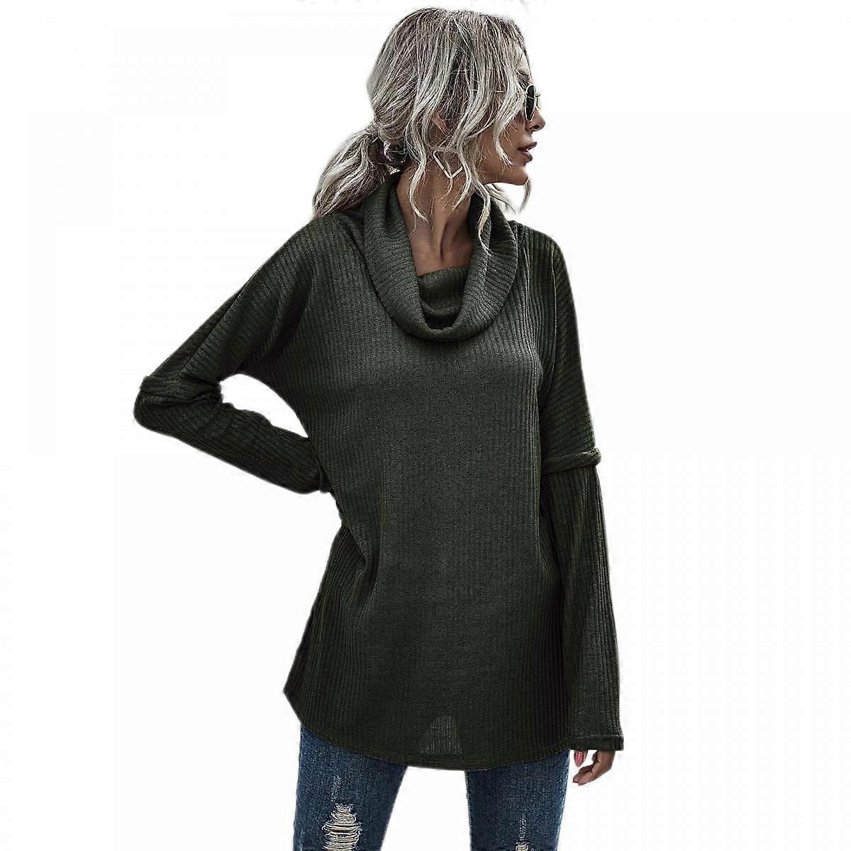 Damen Wrap Rollkragenpullover Pullover Langarm Pullover mit hohem Ausschnitt Strickpullover, Oversized Rollkragenpullover Chunky Pullover