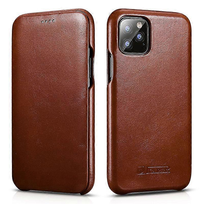 Leather Folio Case Compatible with iPhone 12 - Vintage Style Genuine Leather Flip Folio Design Cover - brown