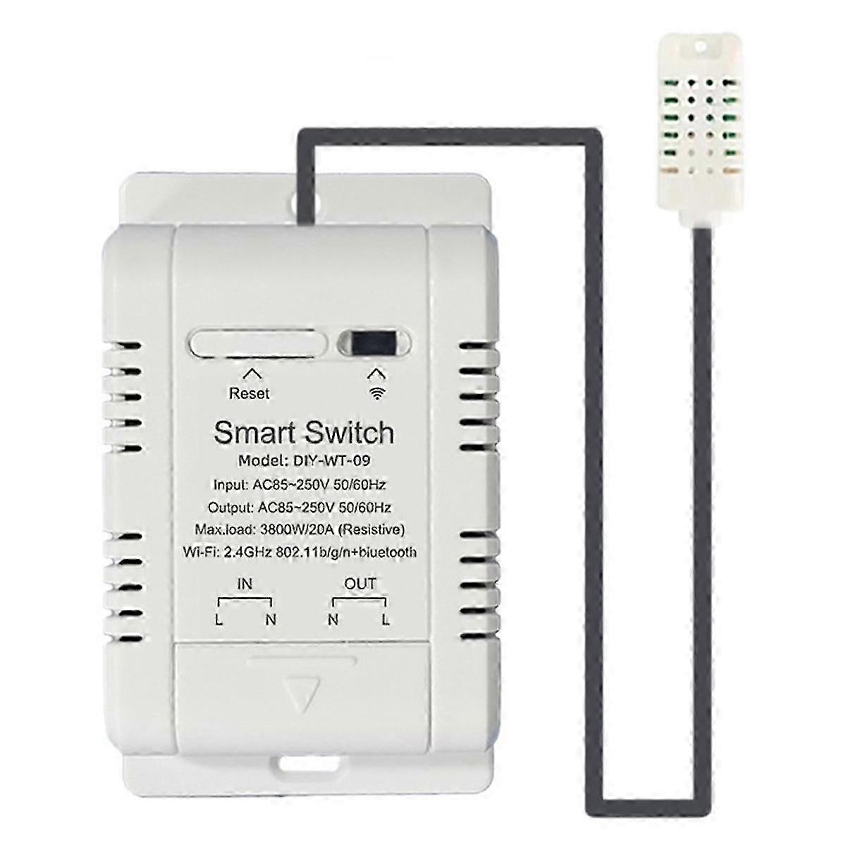 Comutator de temperatură și umiditate WIFI 20A Monitor de umiditate a temperaturii cu sondă senzor pentru seră