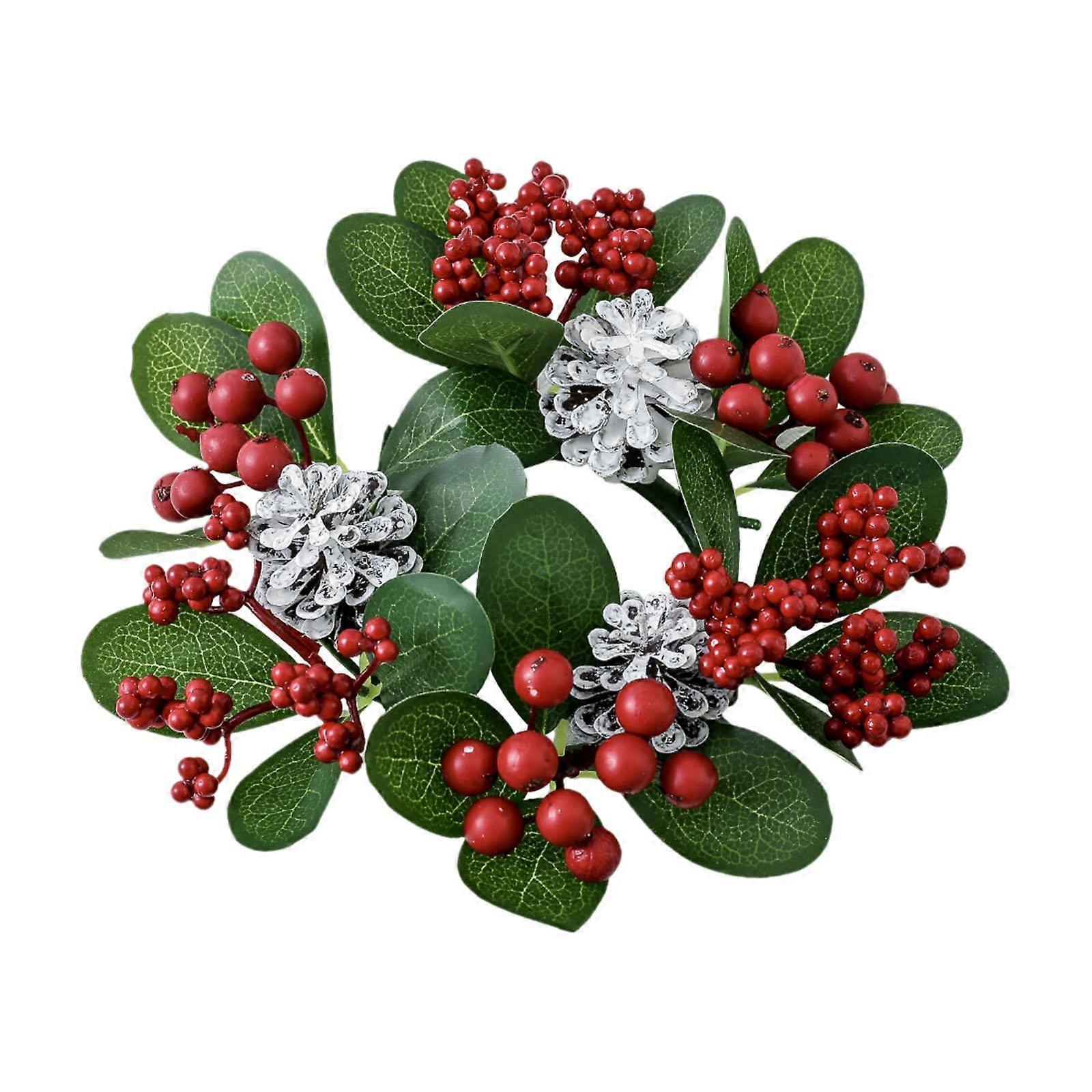 Candle Ring Candlestick Wreath,Home Ornament Table Decor Candle Wreath