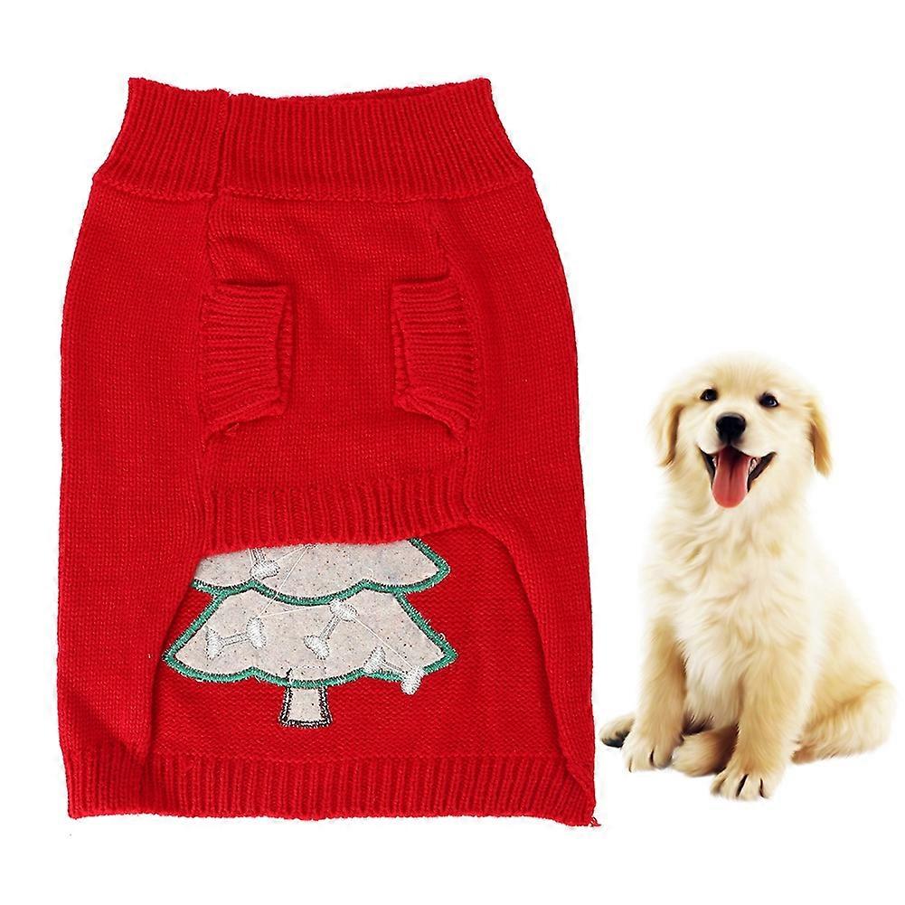 Winter Woolen Xmas Tree Pattern Dog Clothes For Small Dogs Puppy Jacket Outfit Soft Woolen Material