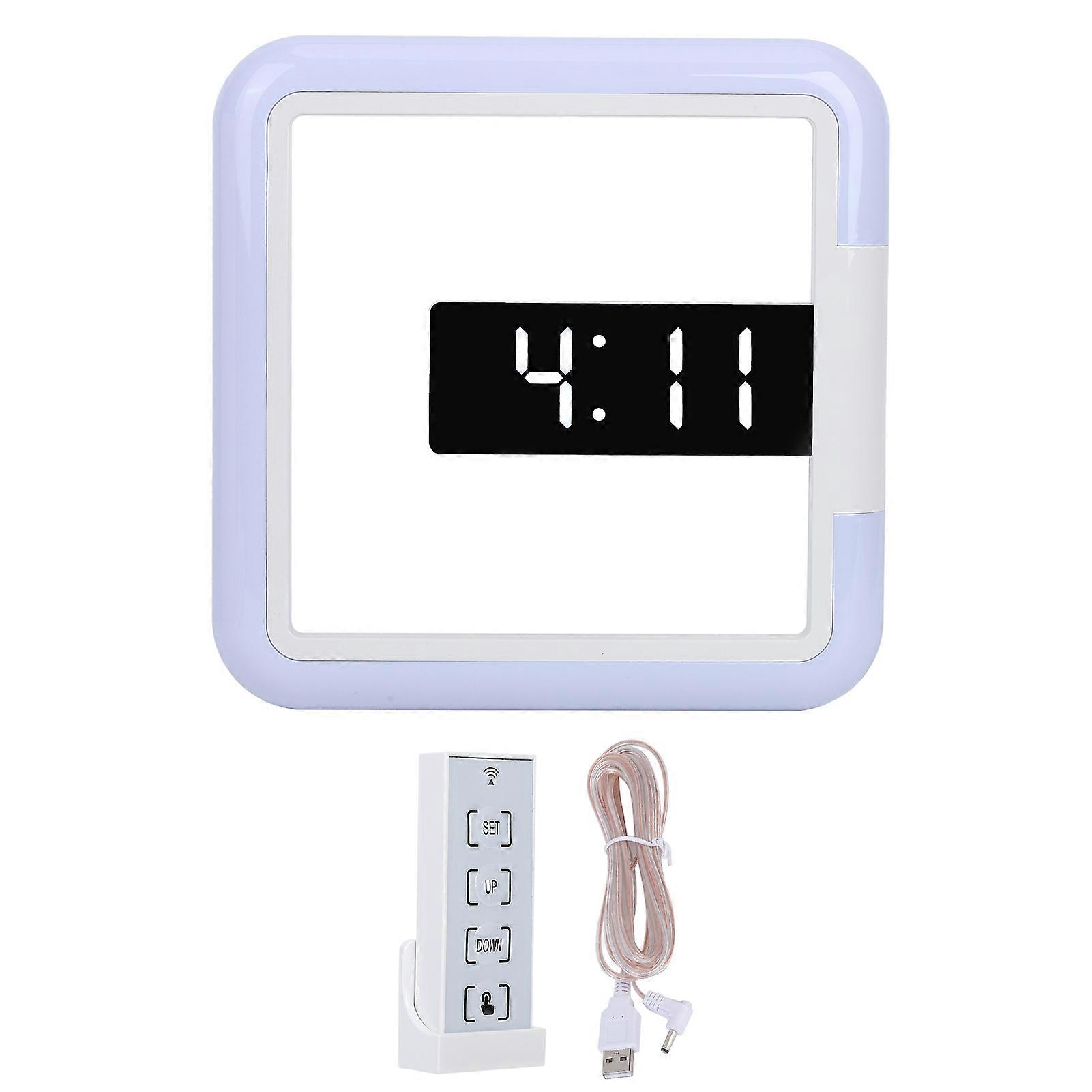 Mirror Clock Hollow Square RGB Color Adjustable Brightness Wall-Mounted Household Clock 12-Inch Modern Design