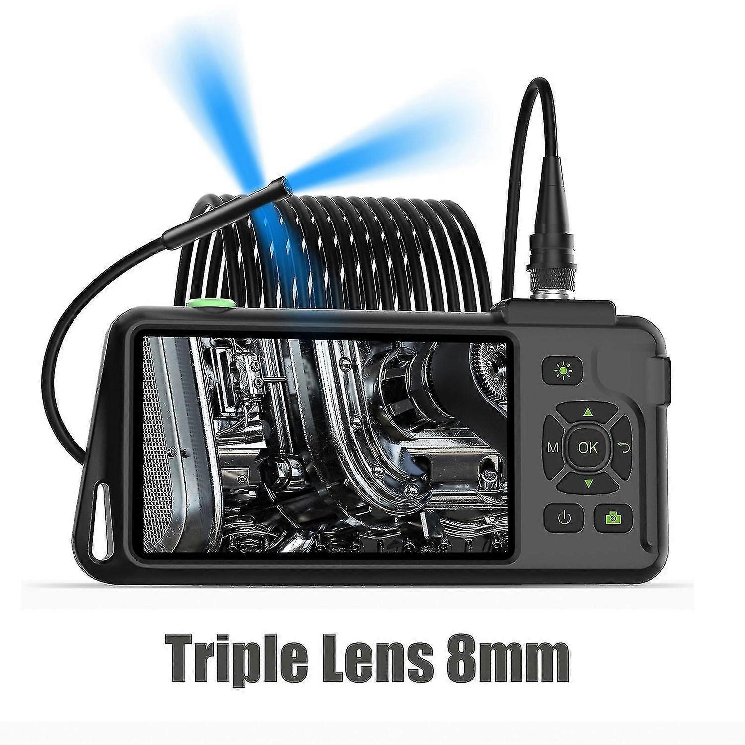 Inch IPS Color Screen Borescope 8mm Single and Double Camera Waterproof Inspection Borescope Hard Ca