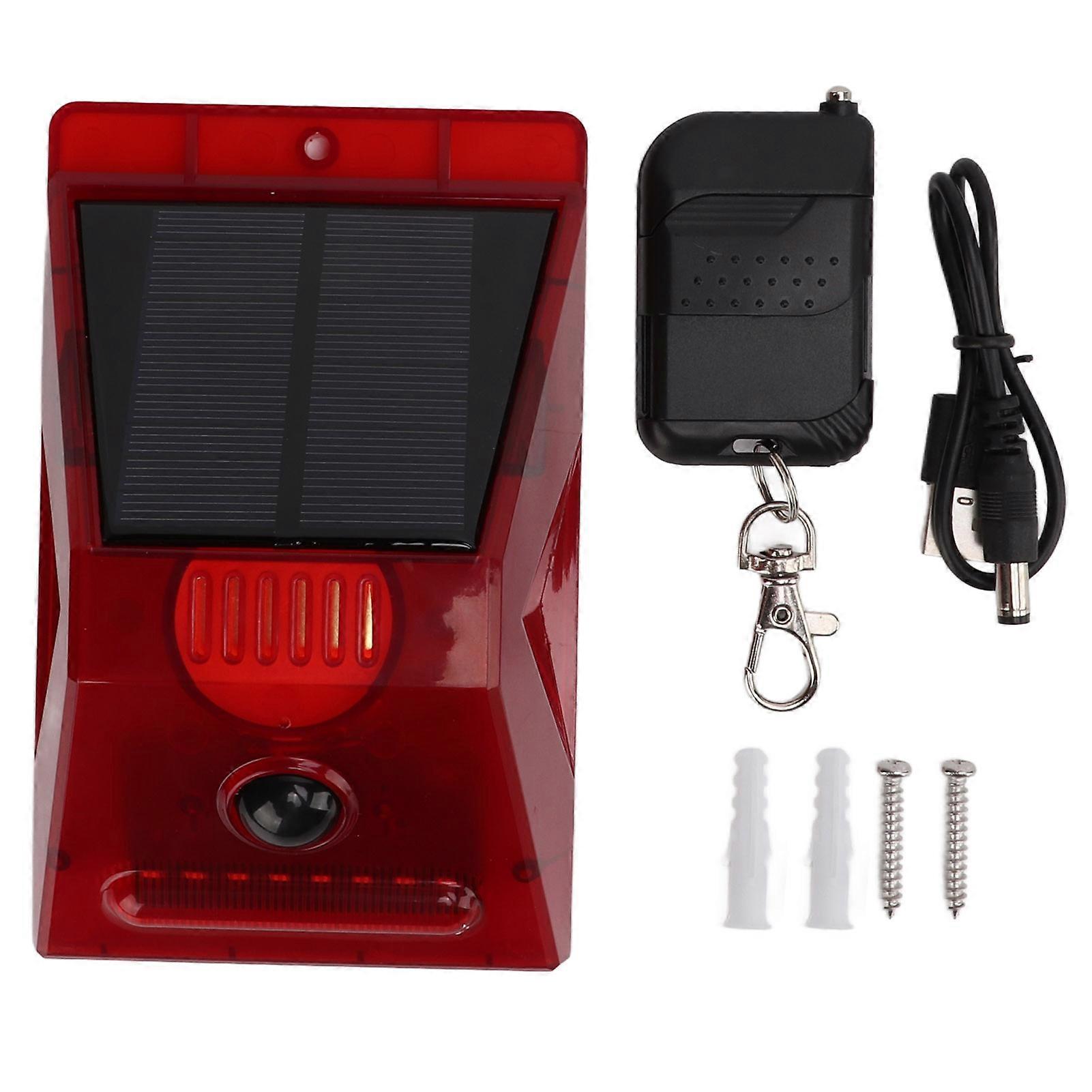 Solar Powered Strobe Siren: IP65 Waterproof Sound Light Alarm with Remote Control