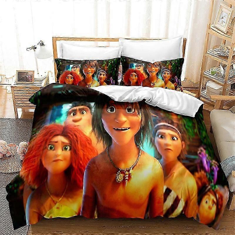 i242ベッドシーツフリントストーン漫画アニメーションベッド羽毛布団カバーキッズギフトソフト快適なホームテキスタイル3Dデジタル印刷寝室装飾ベッドS