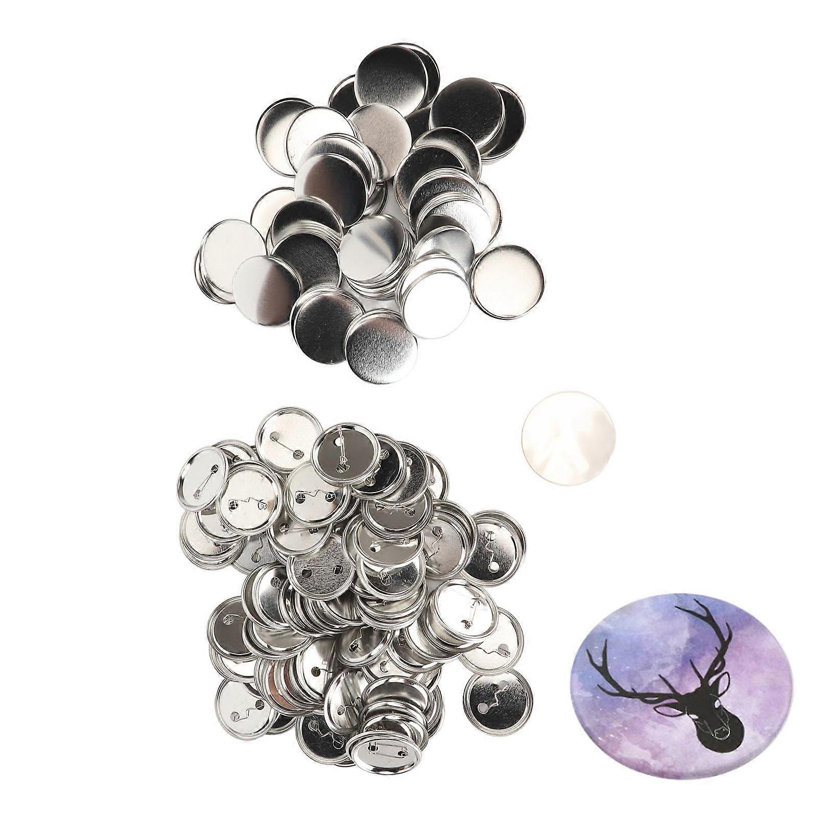 100 Set Pin Back Parts Blank Smoothing Metal Durable Clip Button Making Supplies for Badge Craft DIY