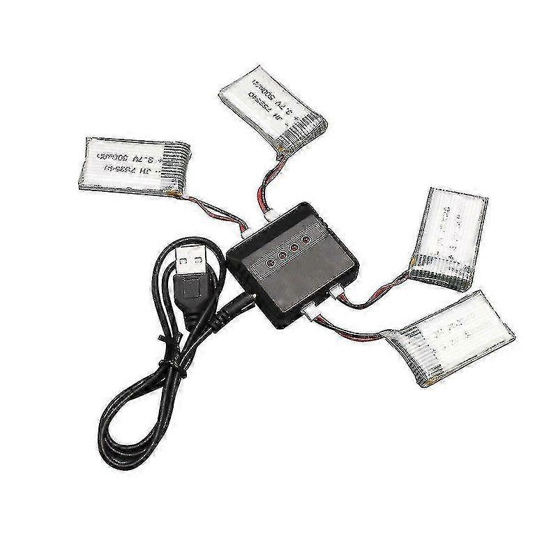 4pcs 3.7v 500mah Rechargeable Lipo Battery With Charger For Syma X5c / X5sc Rc Quadcopter - XC