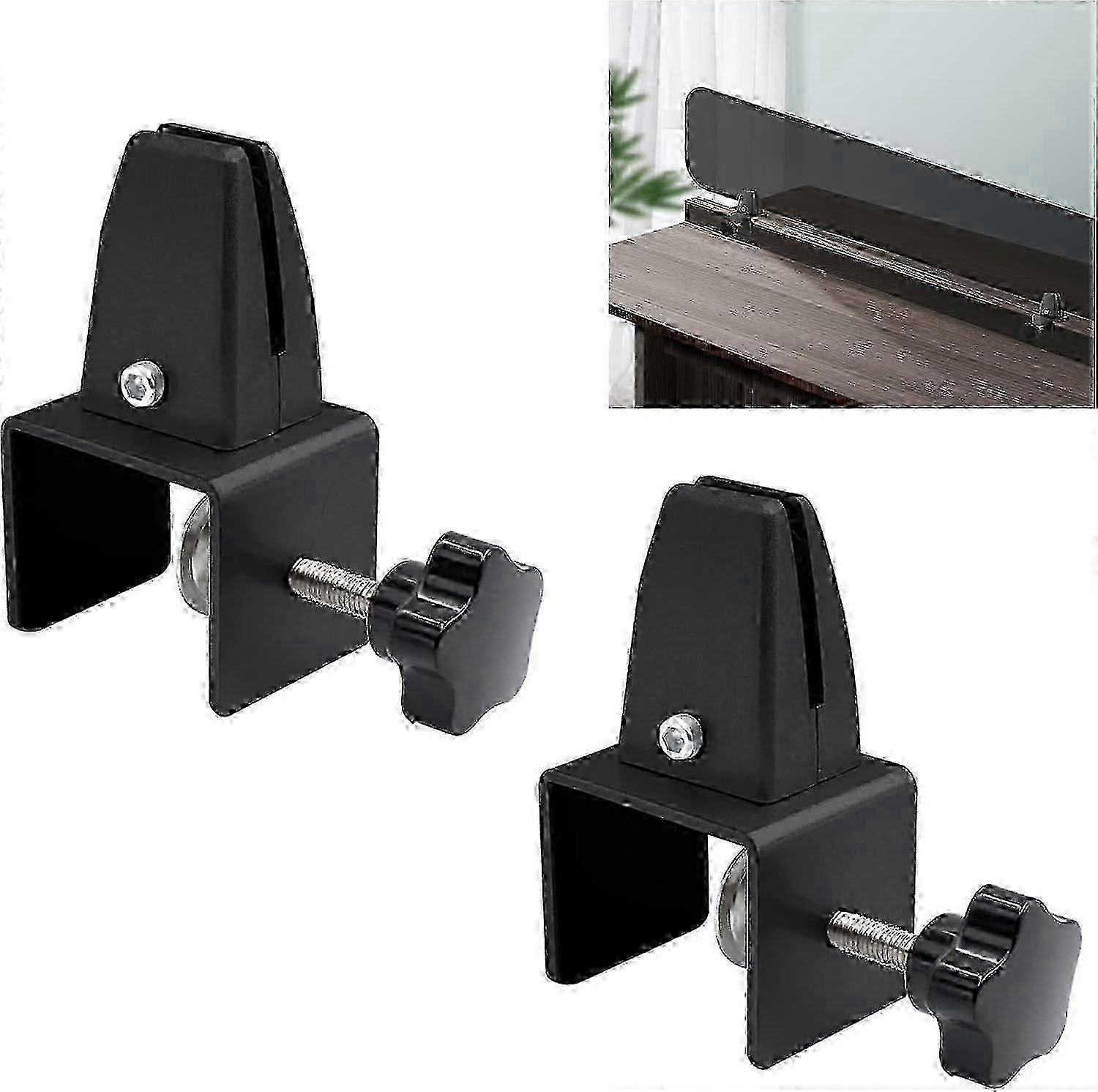 Privacy Panel Clip, Adjustable Silver Desk Partition Clamp Brackets for Sneeze Fixing Wooden